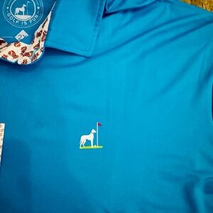 Blue Proud 90 Golf Polo Fun Shirt NWT with Dog Logo